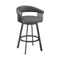 29" Gray And Black Iron Swivel Low Back Bar Height Bar Chair