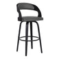 30" Gray And Black Iron Swivel Low Back Bar Height Bar Chair