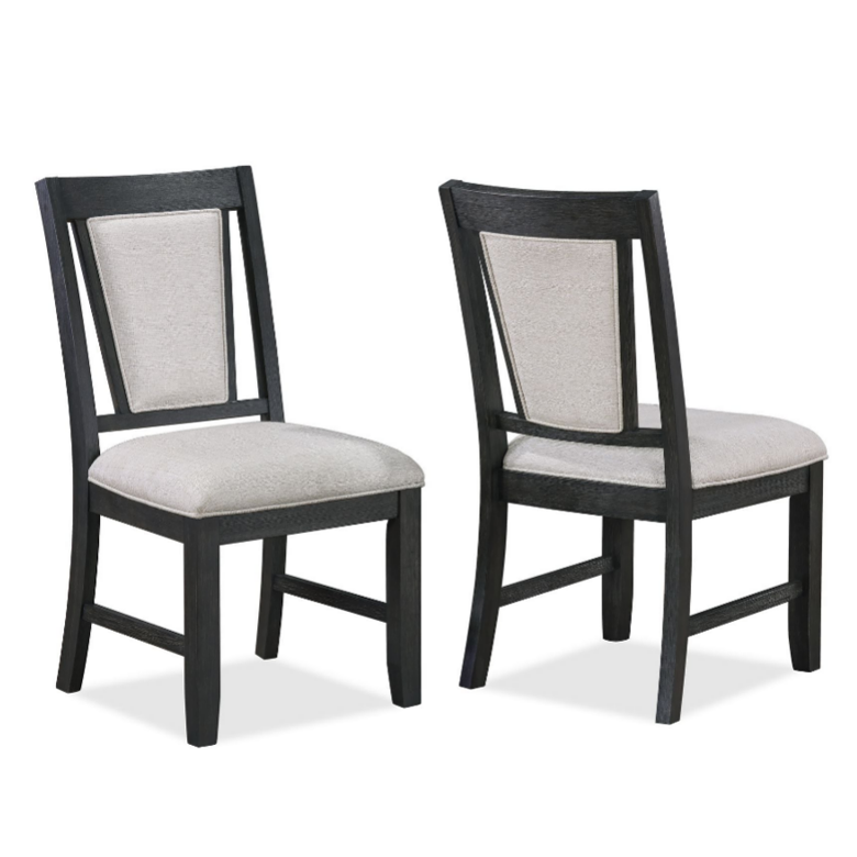 [SET OF 2] Contemporary Dining Side Chair Upholstered Padded Seat Back Gray Finish Wooden