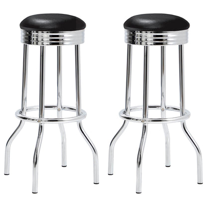 [SET OF 2] Black and Chrome 30" Bar Height Stools