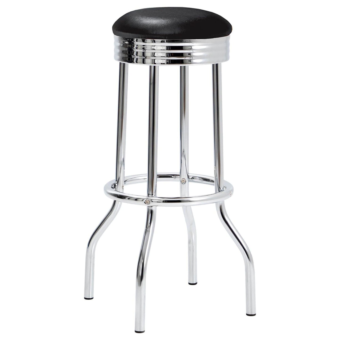 [SET OF 2] Black and Chrome 30" Bar Height Stools