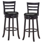 [SET OF 2] Black Swivel Bar Height Bar Stools with PU Upholstered Seat