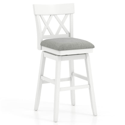 30 Inch Bar Stool with Contoured Backrest and Swivel Padded Seat-Gray - Color: White - Size: 30 inches