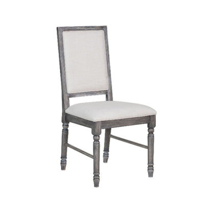 Leventis Cream Linen & Weathered Gray Finish Side Chair