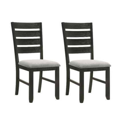 [SET OF 2] Contemporary Wheat Charcoal Finish Solid Wood Dining Chairs