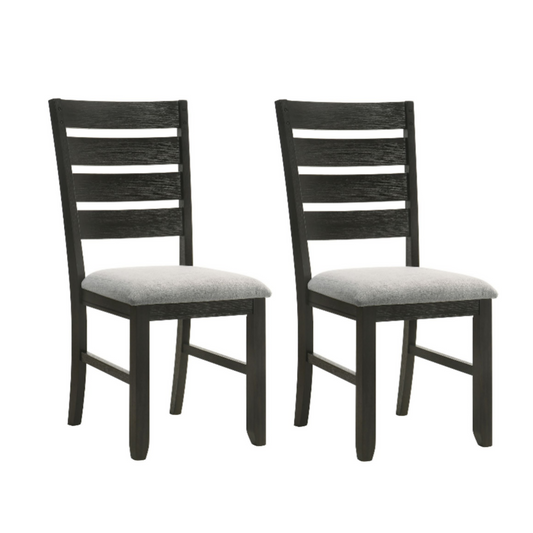 [SET OF 2] Contemporary Wheat Charcoal Finish Solid Wood Dining Chairs