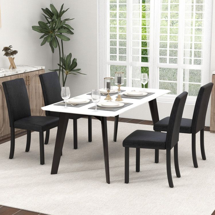 [SET OF 4] Upholstered Kitchen Dinette Chairs with Wood Frame