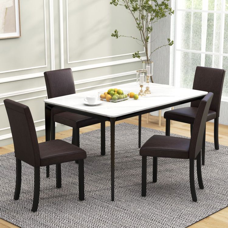 [SET OF 4] Upholstered Kitchen Dinette Chairs with Wood Frame