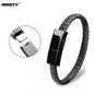 ANSTY Portable Braided Leather Charger Cord Smart USB Charging Cable Bracelet Cord For Android IPhone Phone