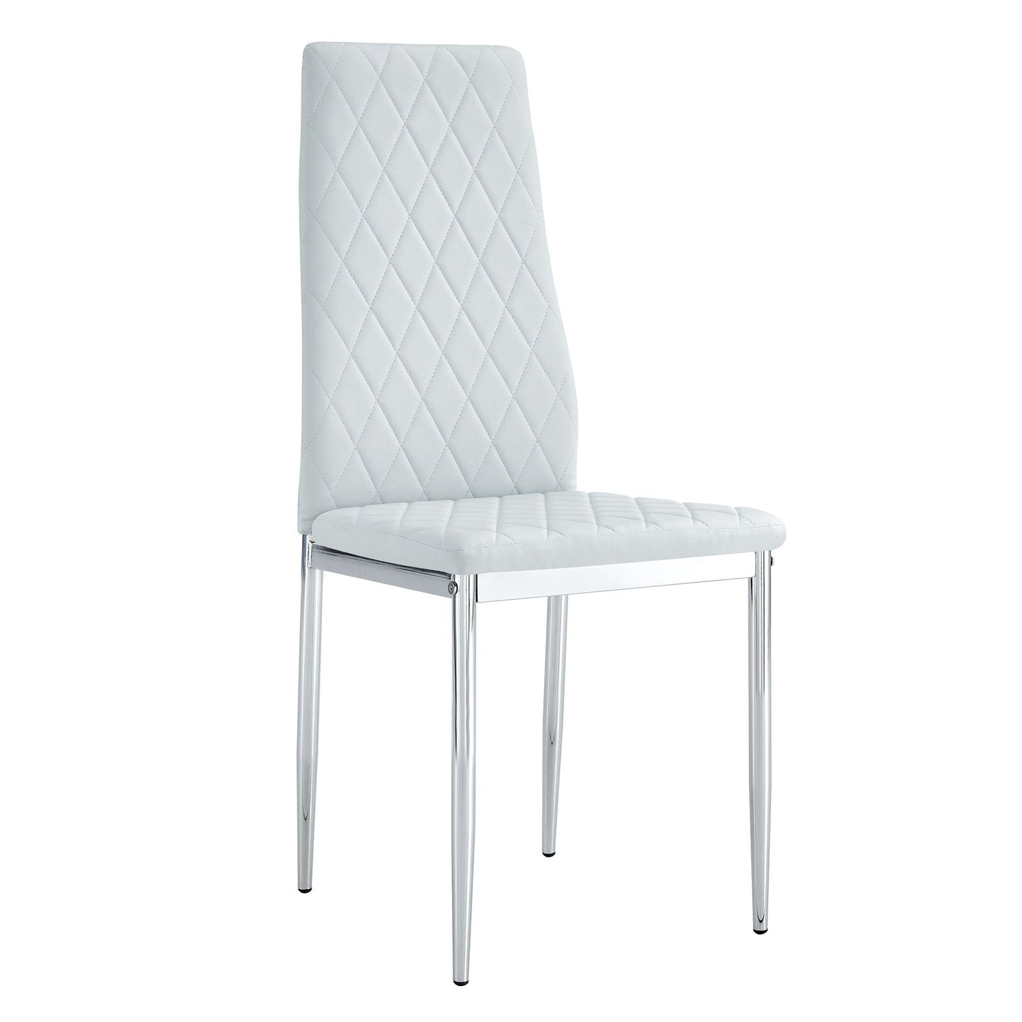 [SET OF 4] Checkered light grey armless high back dining chairs,