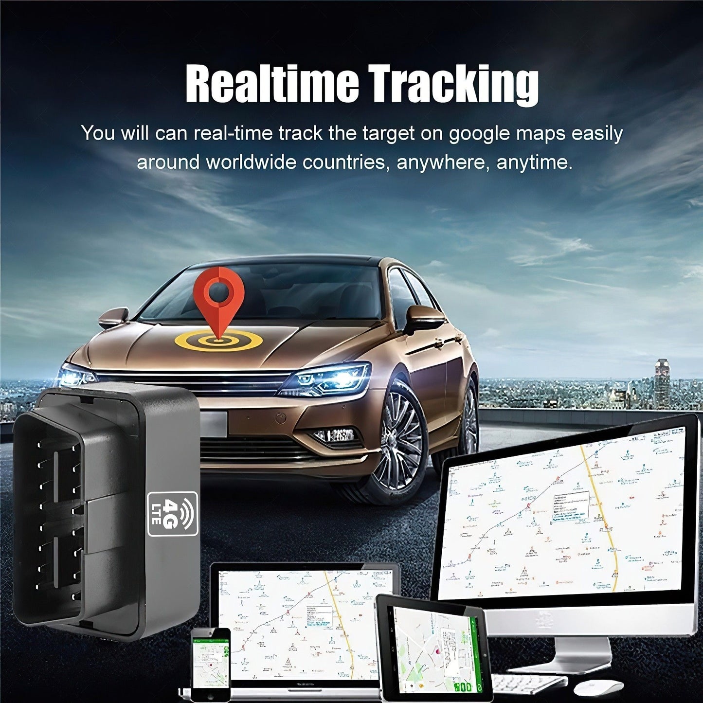 GPS Tracking Device Works w/ Smart Phone Surveillance of Motor Vehicle