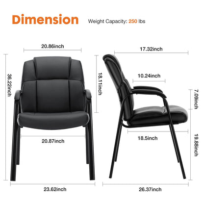 [SET OF 2] Leather Conference Room Chairs with Padded Arms