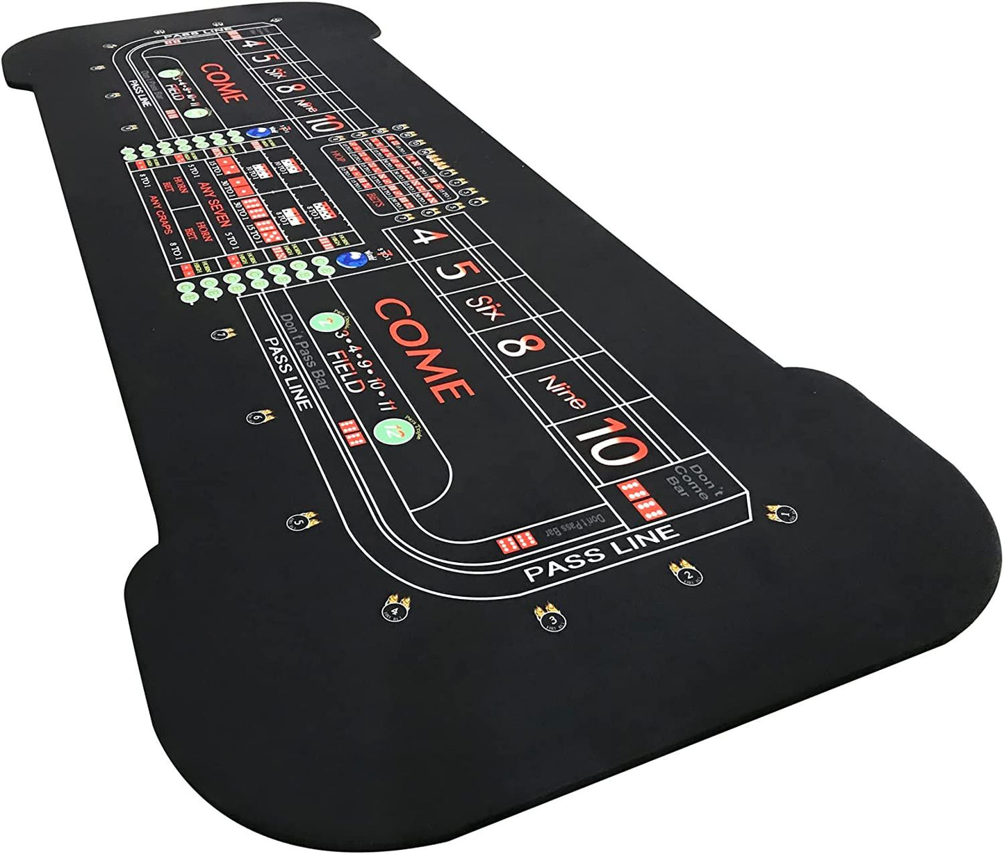 INO Design 136" 12 Feet Deluxe Craps BLACK Waterproof Felt Casino Dice Game Poker Table