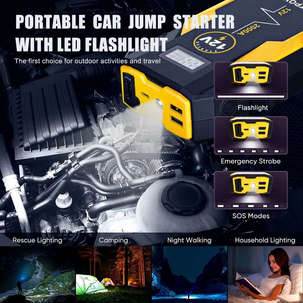 ET05 2000A Car Portable Jump Starter,Yellow