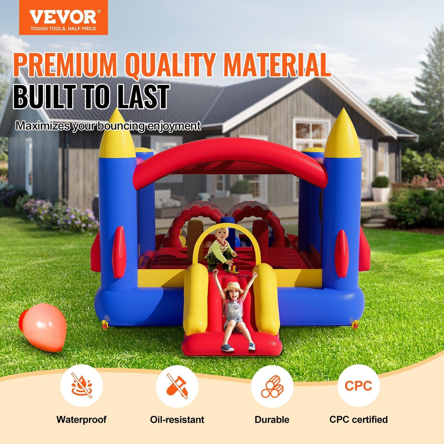 VEVOR Inflatable Bounce House, Outdoor High Quality Playhouse