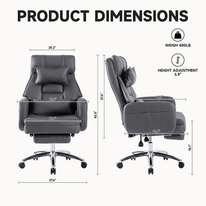 Swivel Ergonomic Leather High Back Office Chair with Lumbar Support Headrest