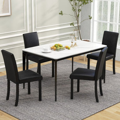 [SET OF 4] Upholstered Kitchen Dinette Chairs with Wood Frame