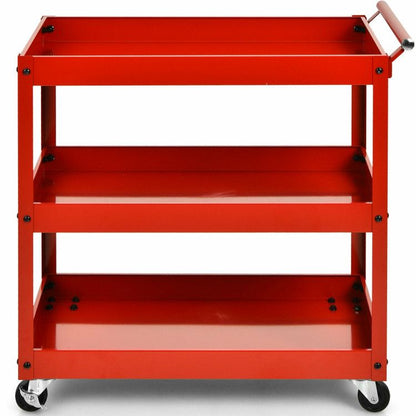 3-Tier Utility Cart with Steel Frame and Four Wheels