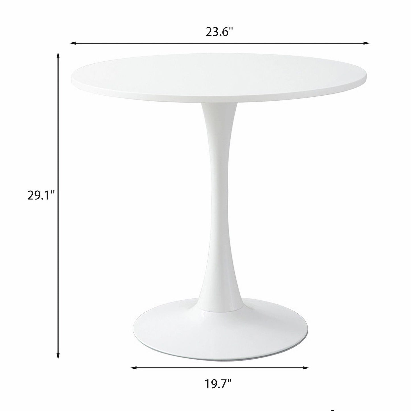 White Round Table, Modern Dining Table, MDF Top and Steel Base Tulip Round Kitchen Table, Mid Century Coffee Table for Living Room 24 Inch