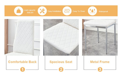 [SET OF 4] Grid armless white high backrest dining chair