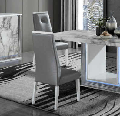 [SET OF 2] Moon Grey Upholstered Dining Chairs