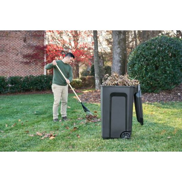 Black Roughneck Wheeled Plastic Garage Trash Can, 50 Gallon