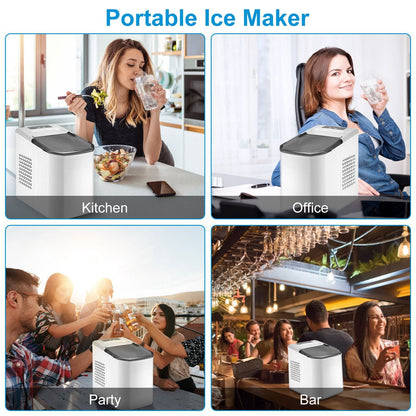 Electric Countertop Ice Maker with Ice Scoop Basket Self-cleaning Max 33LBS/24Hrs Ice Making Machine Bullet Ice Machine for Home Kitchen Office Party Bar RV