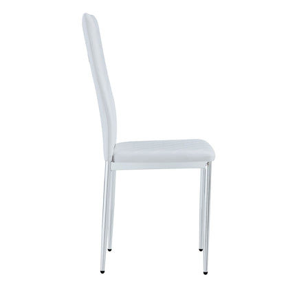 [SET OF 4] Grid armless white high backrest dining chair