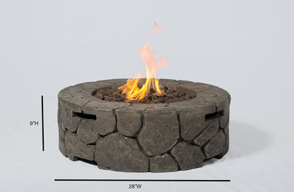 9'' H x 28'' W Fiber Reinforced Concrete Outdoor Fire pit(Stone Gray)CM-1021