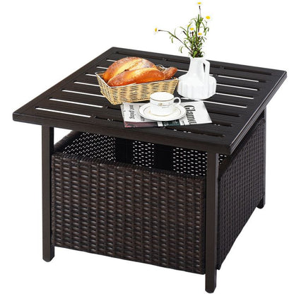 Outdoor Patio Rattan Wicker Steel Side Deck Table