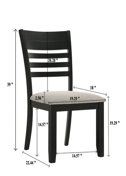 [SET OF 2] Contemporary Black Wooden, Grey Upholstered Dining Side Chair