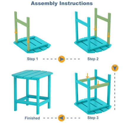 Adirondack Outdoor Side Table;  HDPE Plastic End Tables for Patio;  Backyard;  Pool;  Indoor Outdoor Companion;  Easy Maintenance Weather Resistant Lawn Furniture