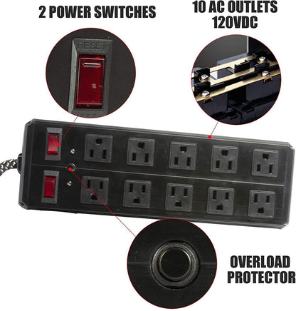 Bosonshop Surge Protector Power Strip with Outlets  Ports 6-Foot Cord for Home, Office -Black