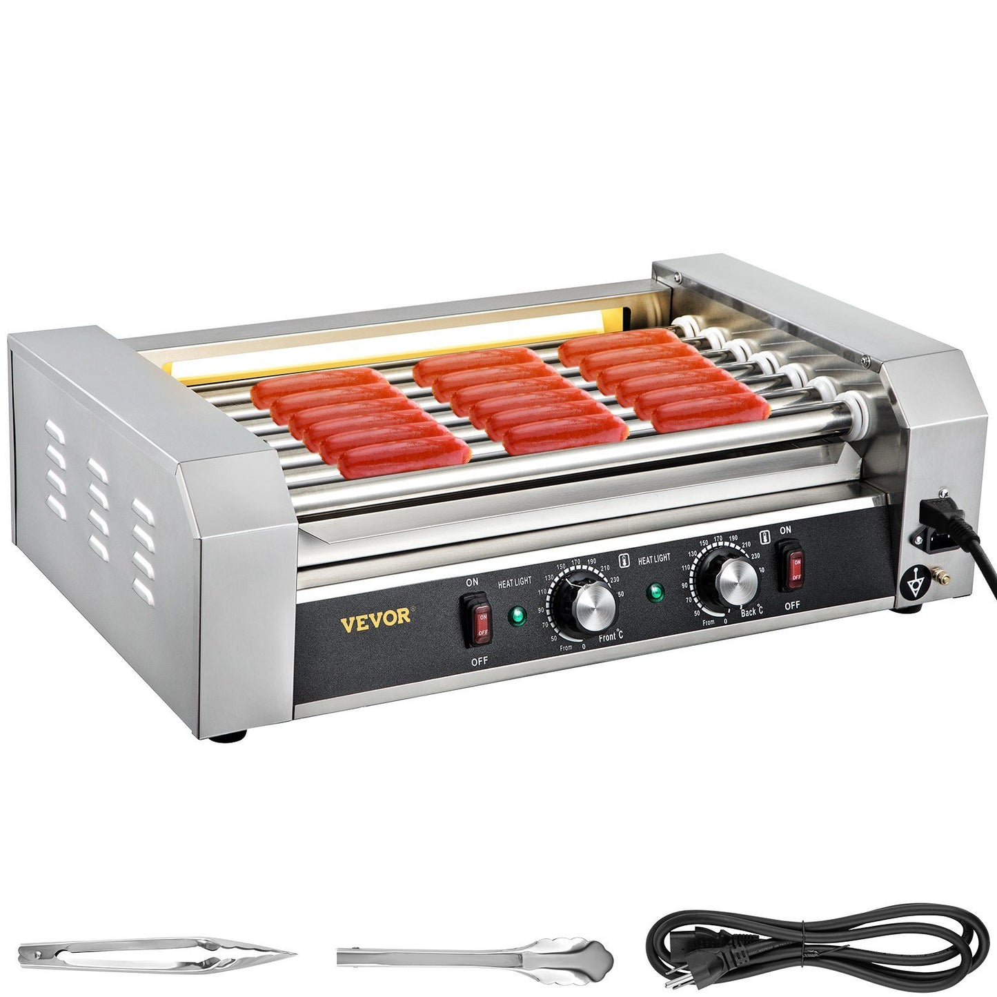 VEVOR Hot Dog Roller, 18 Hot Dog Capacity 7 Rollers, 1050W Stainless Steel