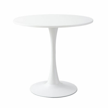 White Round Table, Modern Dining Table, MDF Top and Steel Base Tulip Round Kitchen Table, Mid Century Coffee Table for Living Room 24 Inch