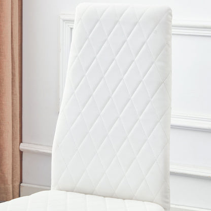 [SET OF 4] Grid armless white high backrest dining chair