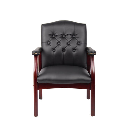 Leather Reception Guest Chairs W/Padded Seat and Arms Ergonomic