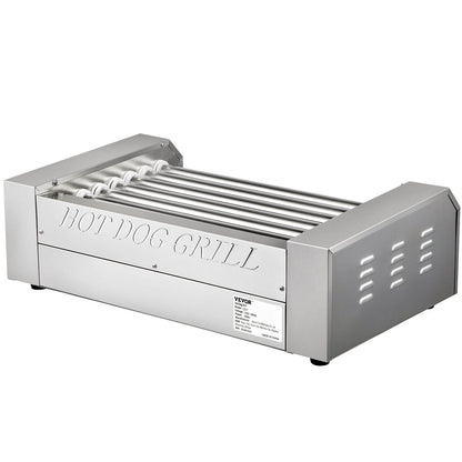 VEVOR Hot Dog Roller, 18 Hot Dog Capacity 7 Rollers, 1050W Stainless Steel