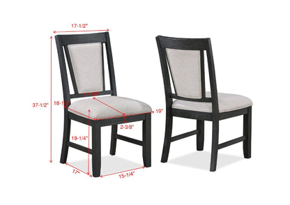 [SET OF 2] Contemporary Dining Side Chair Upholstered Padded Seat Back Gray Finish Wooden