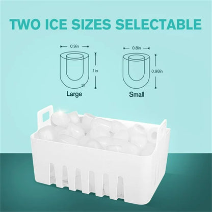 Ice Maker Countertop Machine;  26 lbs/24H;  S/L Two Ice Cube Size;  Black