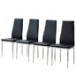 [SET OF 4] Checkered armless high back black and metal dining chair