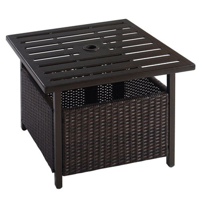 Outdoor Patio Rattan Wicker Steel Side Deck Table