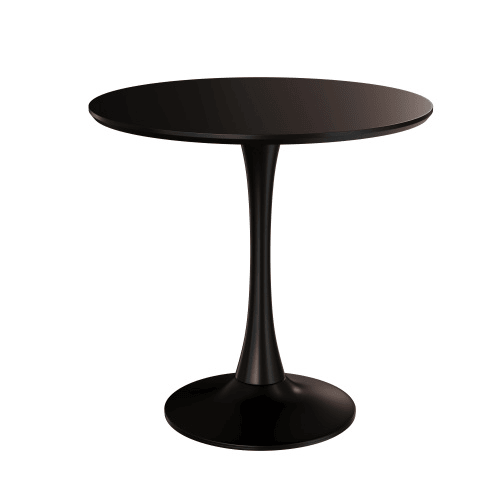 Black Round Table, Modern Dining Table, MDF Top and Steel Base Tulip Round Kitchen Table, Mid Century Coffee Table for Living Room 24 Inch