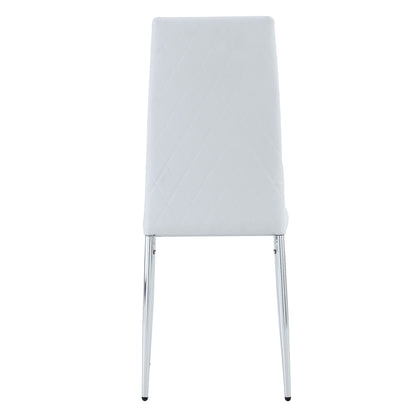 [SET OF 4] Grid armless white high backrest dining chair