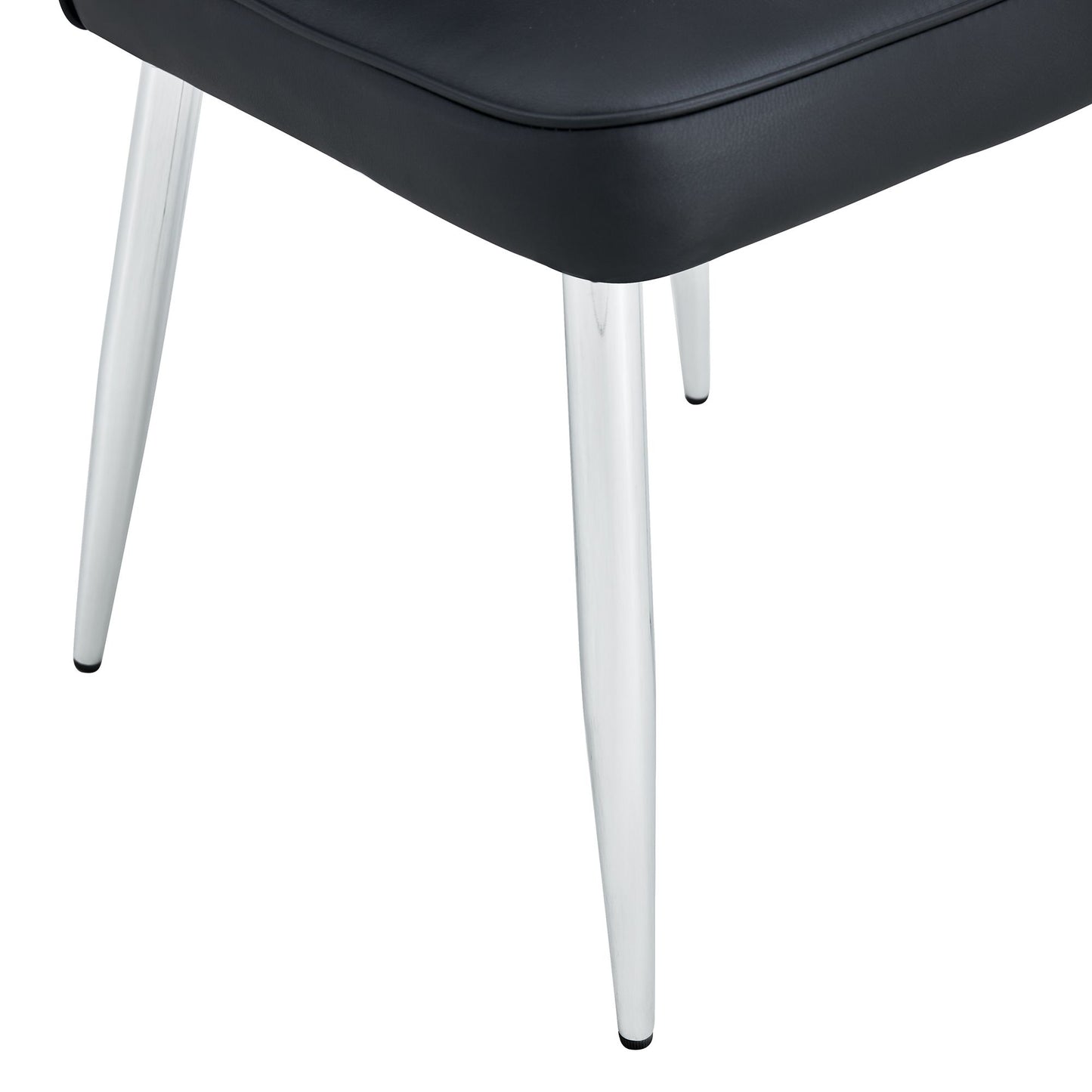 [SET OF 2] Modern Minimalist Black Dining Chairs with Curved Backrest and Cushion.