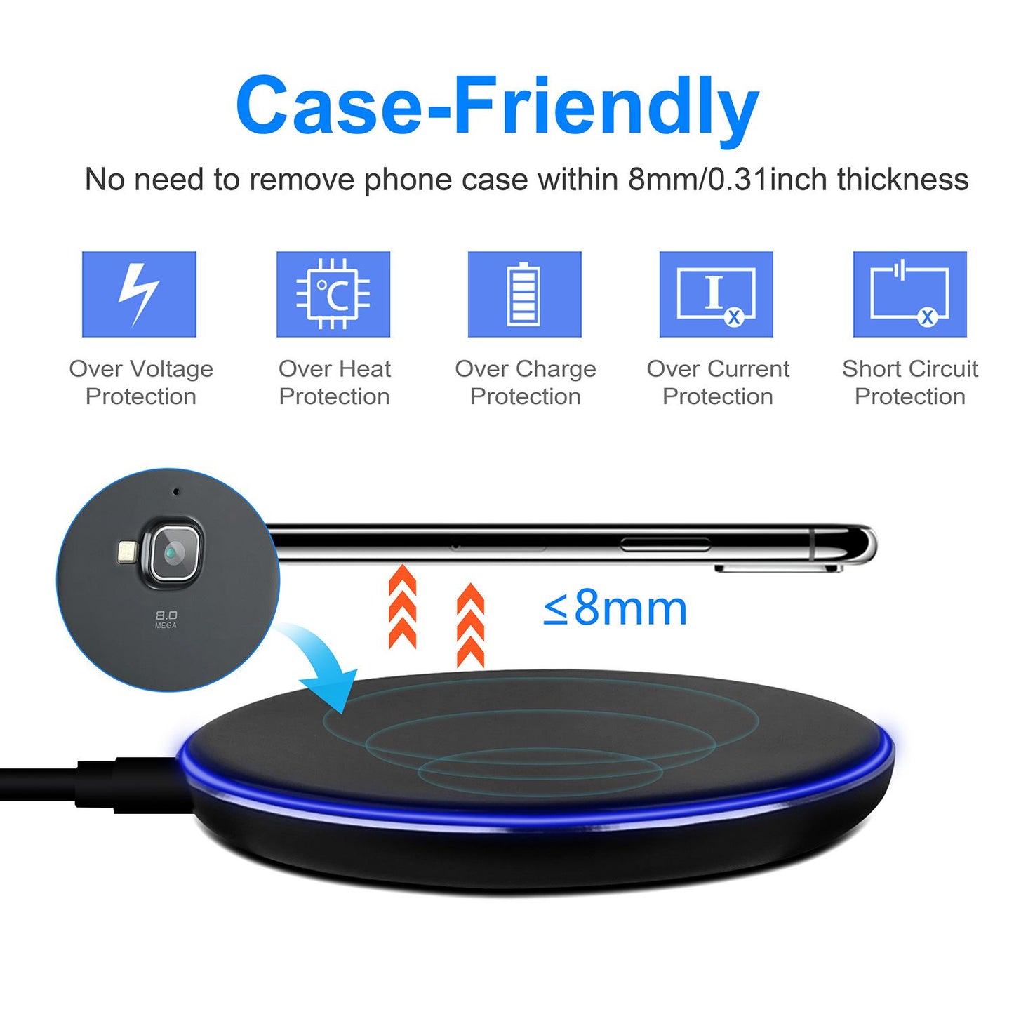 Wireless Charger Qi-Certified Ultra-Slim 5W Charging Pad for iPhone XS MAX/XR/XS/X/ 8/8 Plus