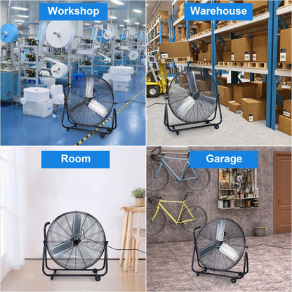 Dynamic 30-Inch Floor Fan with Roll Booster - Industrial-Grade Airflow, 360 Degree Adjustable Tilt, and Portable Design for Rapid Cooling and Flexible Air Circulation