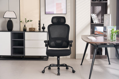 Ergonomic Mesh Office Chair, High Back Desk Chair with 3D Armrests, Up&Down Lumbar Support, Swivel Computer Task Chair with Adjustable 2D Headrest, Tilt Function Black