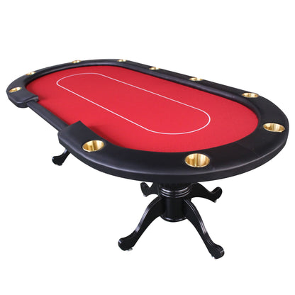 INO Design 96" Oval Red Aura Texas Holdem Poker Table Curved Legs Casino DropBox