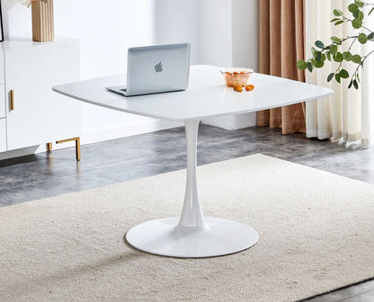 42.1\" Table Mid-century Dining Table for 4-6 people With Round Mdf Table Top, Pedestal Dining Table, End Table Leisure Coffee Table